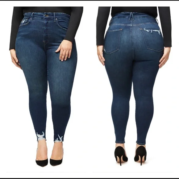 NWT Good American Good Waist Distressed Frayed Hem Skinny Denim Jeans Plus Size - Picture 2 of 8